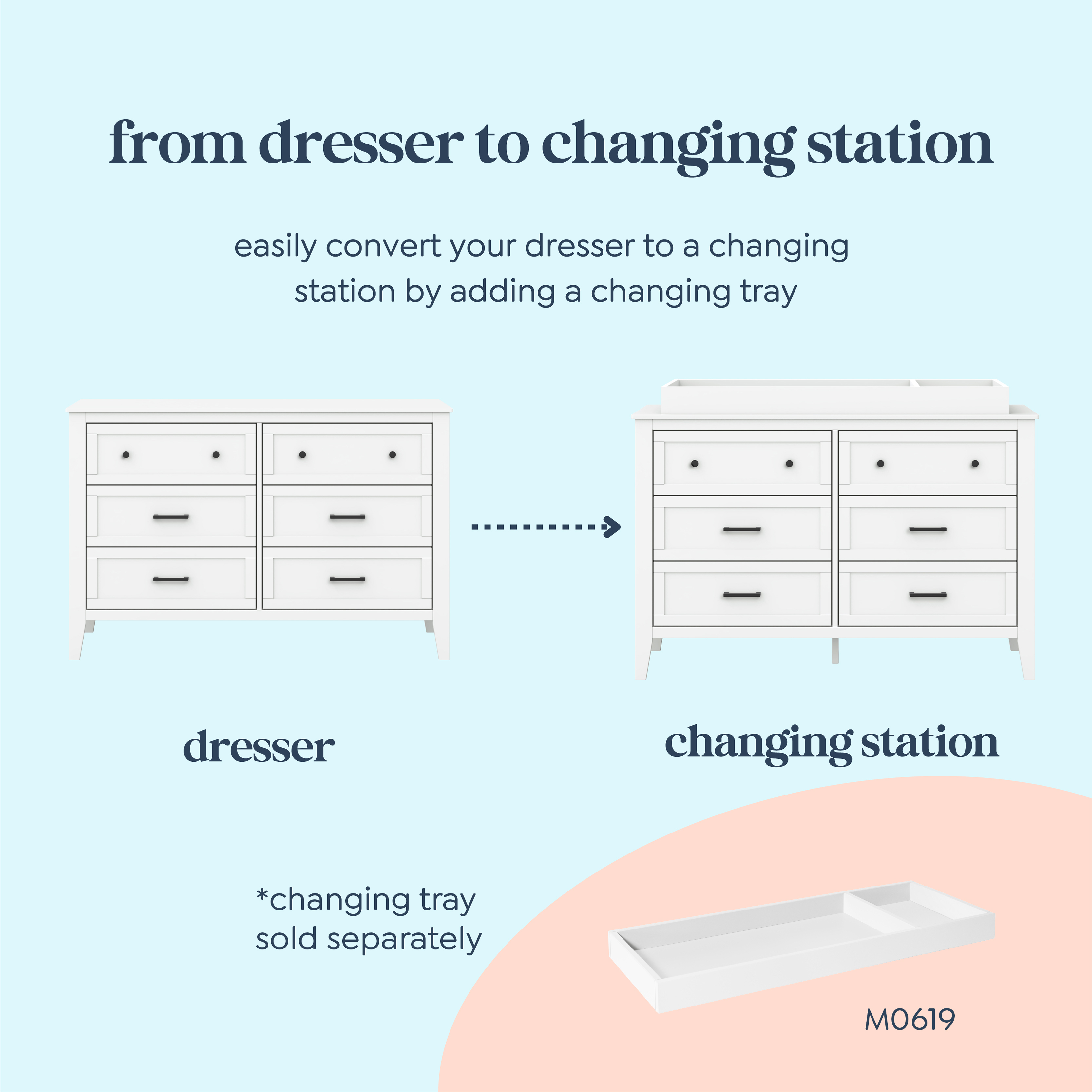 daVinci Beau 6-Drawer Dresser - White.