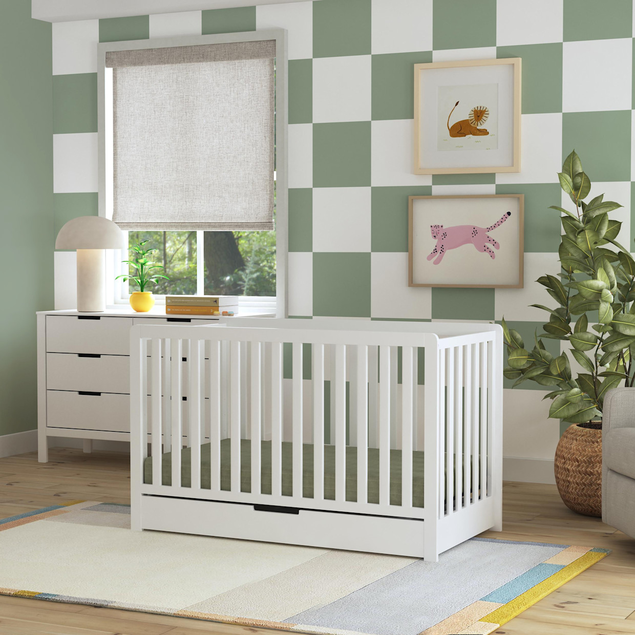 Carter's by daVinci Colby 4-in-1 Convertible Crib with Trundle Drawer - White.