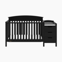 Graco Benton 4-in-1 Convertible Crib and Changer (Black) – GREENGUARD Gold Certified, Crib and Changing -Table Combo, Water-Resistant Changing Pad, Converts to Toddler Bed, Daybed & Full-Size Bed