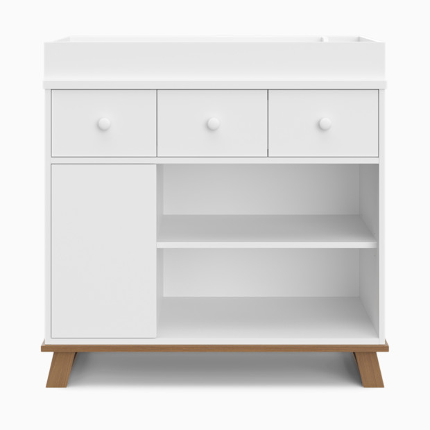 Storkcraft Modern Nursery Changing Table Dresser - White/Vintage Driftwood.
