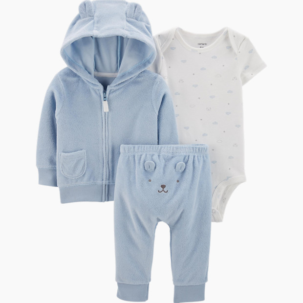 Carter's 3-Piece Terry Hoodie Set - Blue, Newborn.