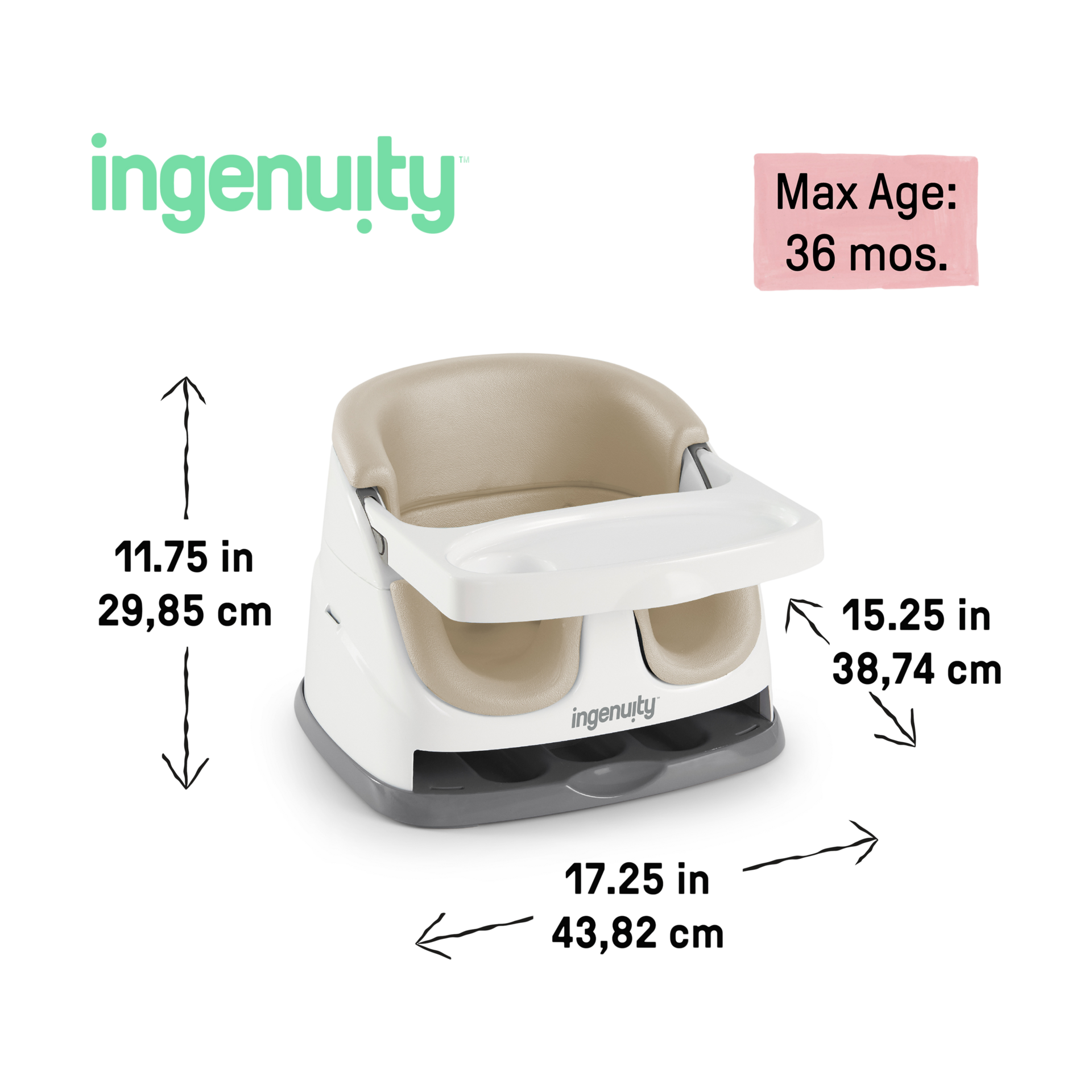 Ingenuity Baby Base 2-in-1 Feeding Booster and Floor Seat - Cashmere.