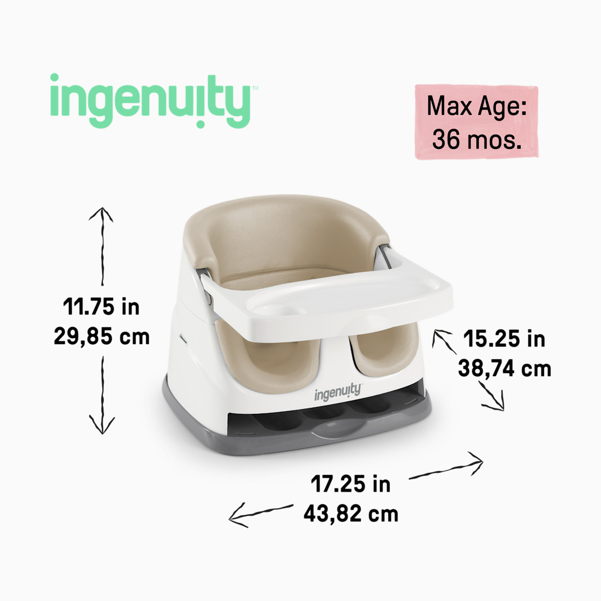 Ingenuity Baby Base 2-in-1 Feeding Booster and Floor Seat - Cashmere.