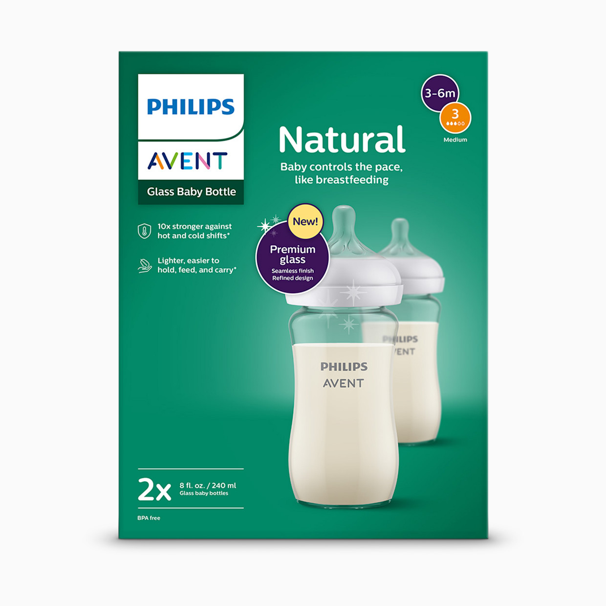 Philips Avent Glass Natural Baby Bottle - 8 Oz, 2.