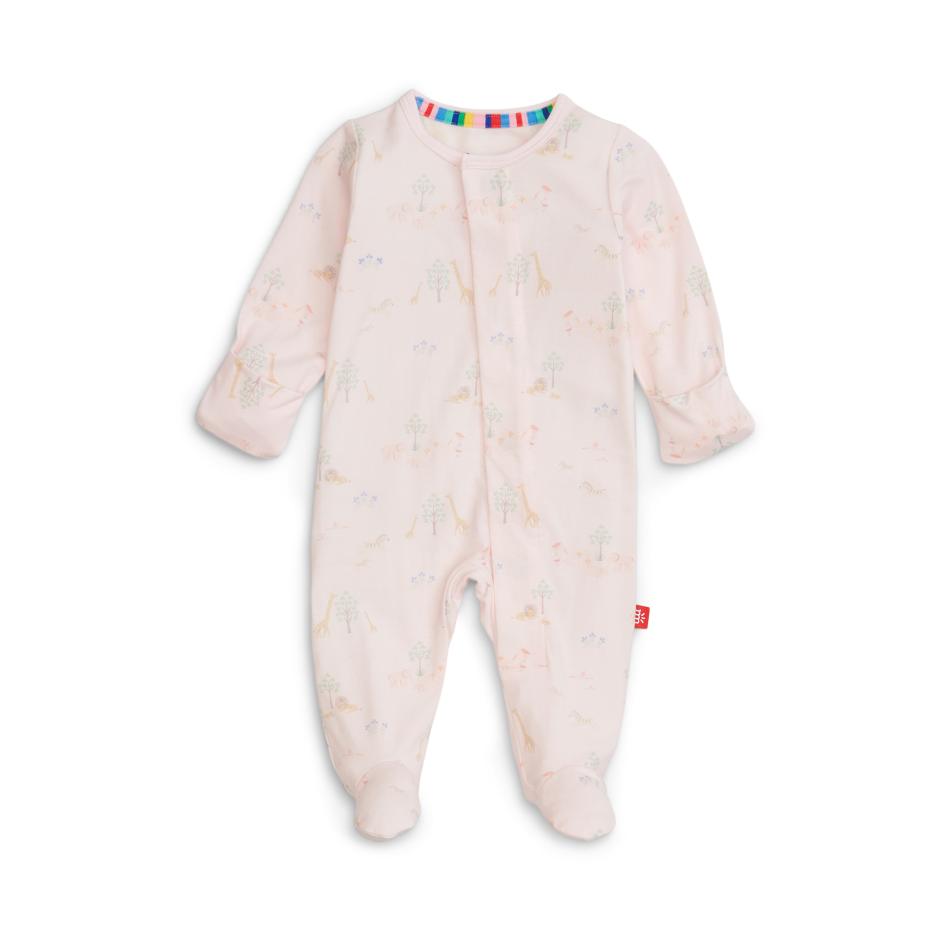 Magnetic Me Modal Magnetic Footie - Serene Safari-Pink, Newborn.