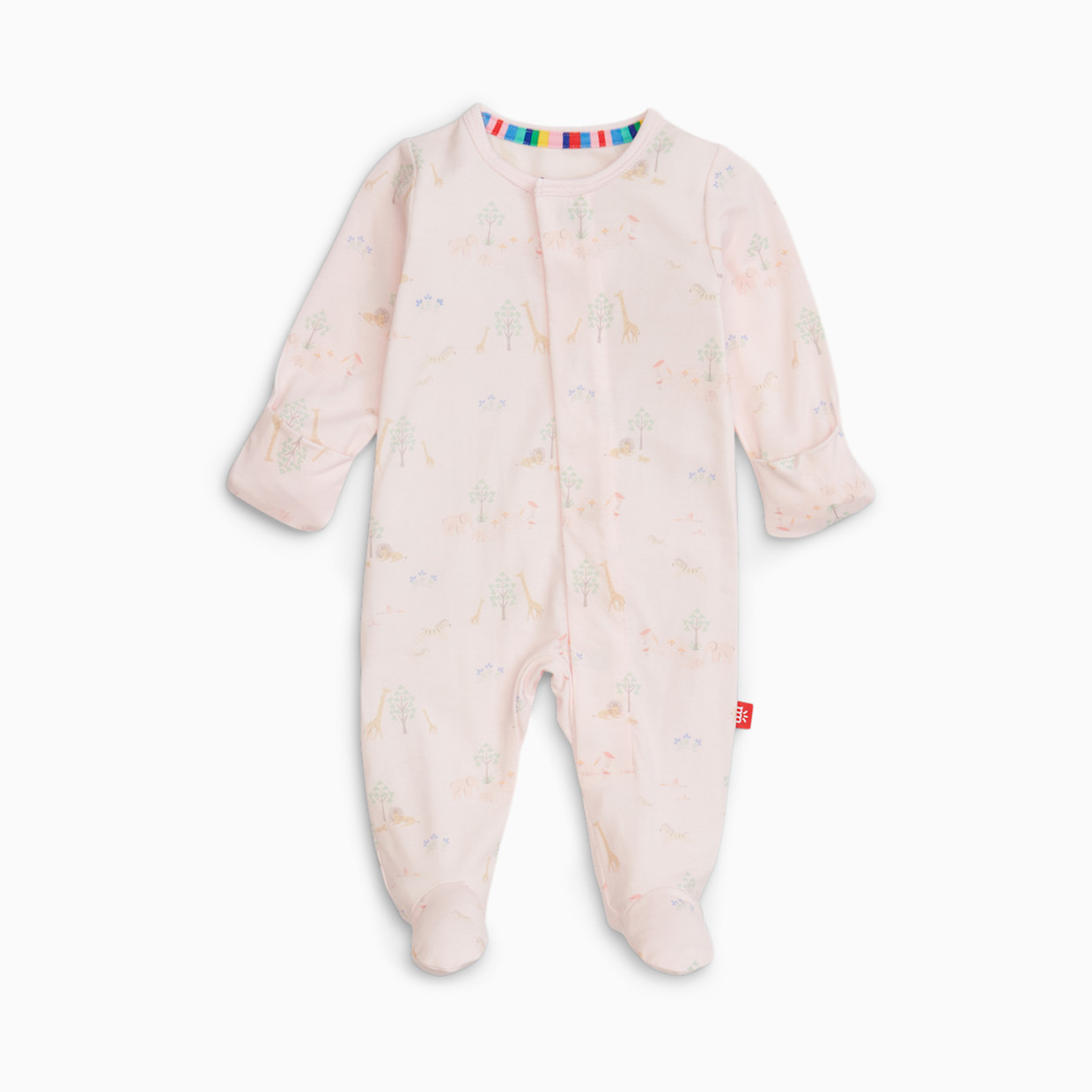 Magnetic Me Modal Magnetic Footie - Serene Safari-Pink, Newborn.
