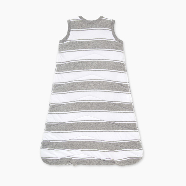 Burt's Bees Baby Quilted Beekeeper Organic Cotton Wearable Blanket - Heather Grey Rugby Peace Stripe, Medium.
