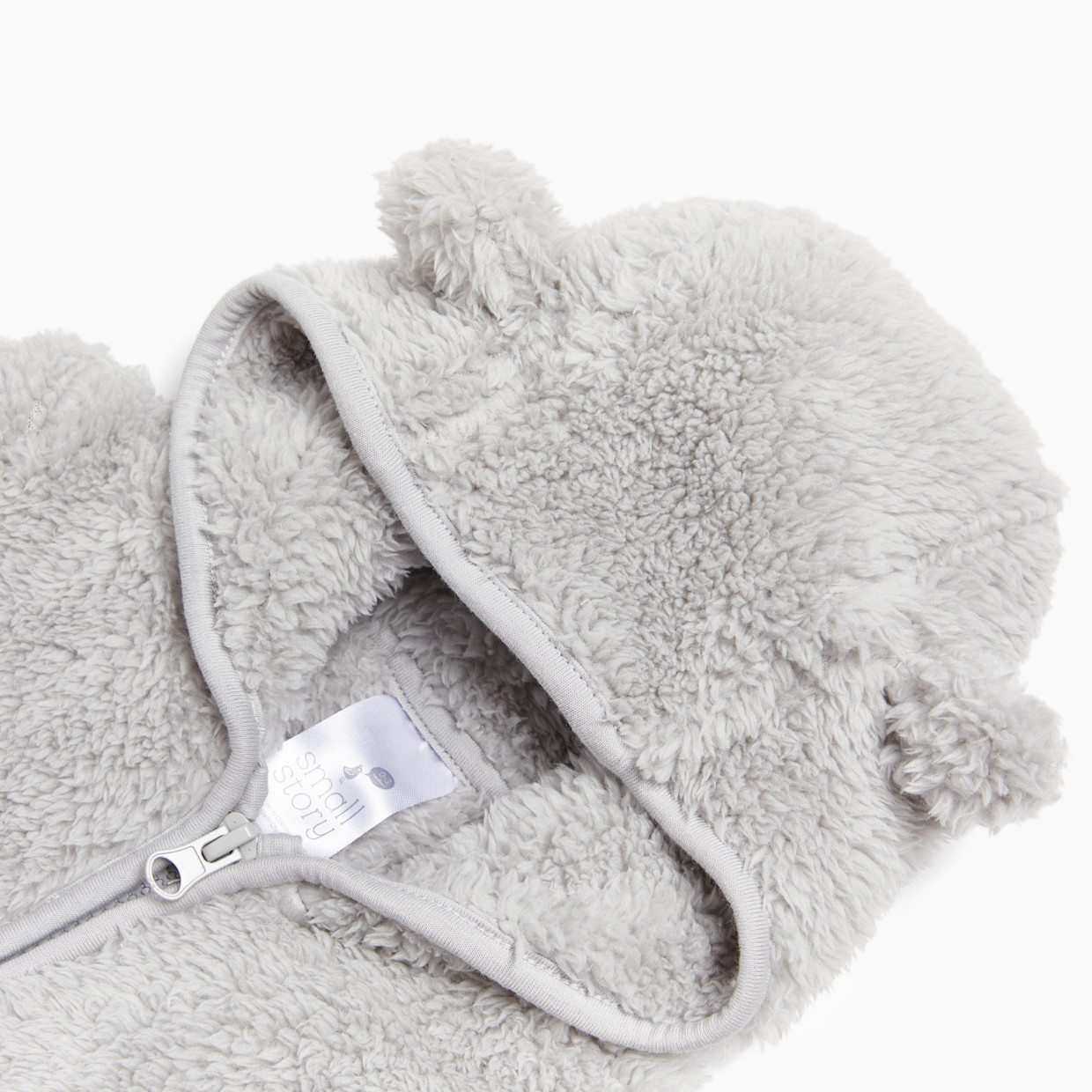 Small Story High-Pile Fleece Bunting - Grey, Newborn.