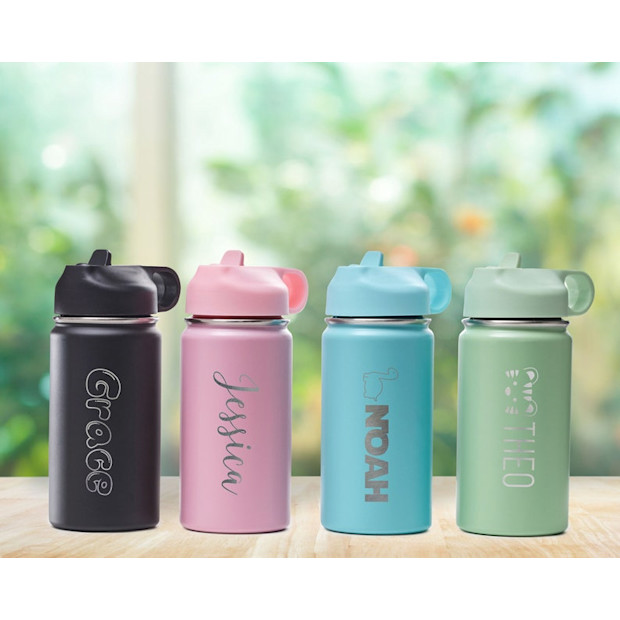 Custom Happiness Shop Engraved Water Bottle.