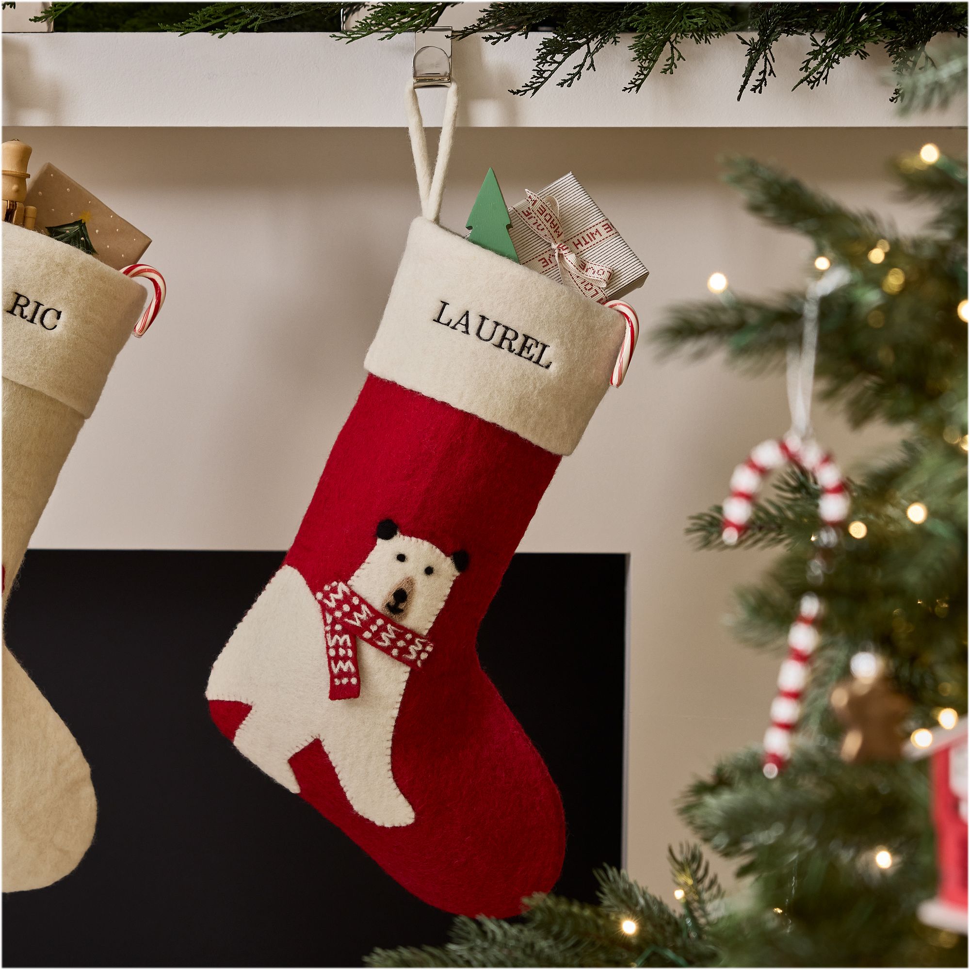 Polar Bear Felt Stocking.