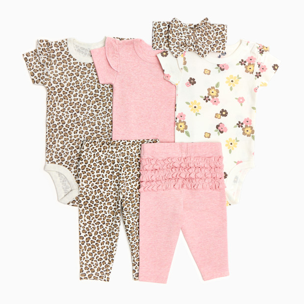 Small Story Organic Cotton Ruffle Bodysuit, Pant & Headband 6-Piece Set.