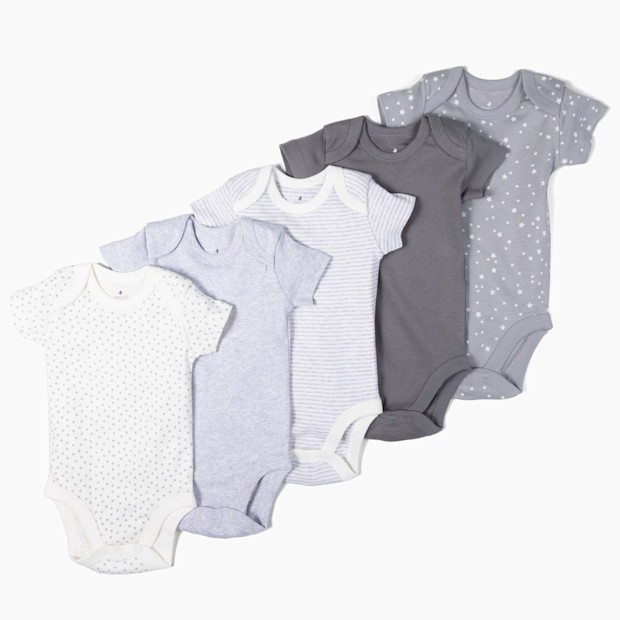 Small Story Short Sleeve Solid Organic Cotton Bodysuits (5 Pack).