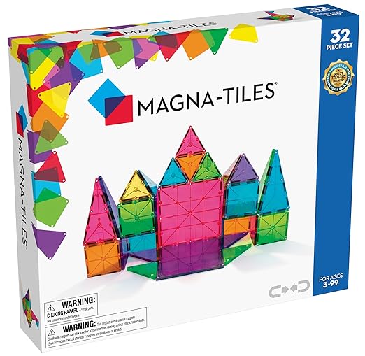 MAGNA-TILES Classic 32-Piece Magnetic Construction Set.