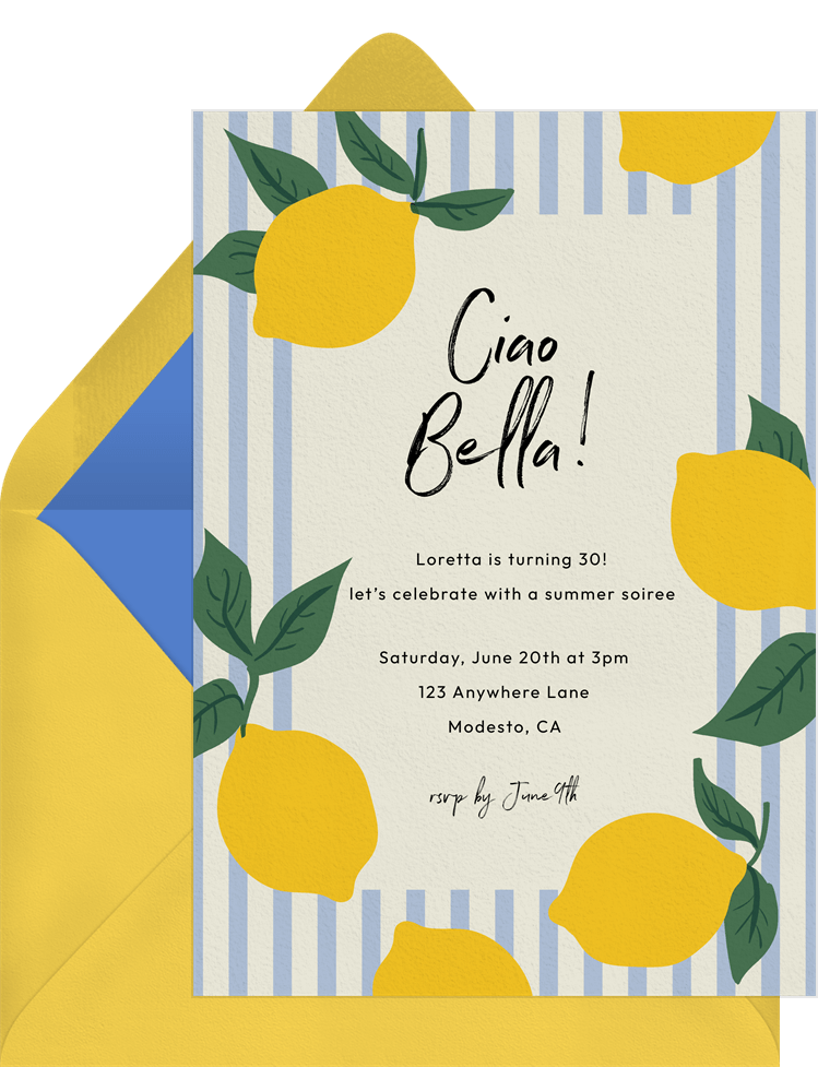 Striped Lemon Delight Baby Shower Invitation.