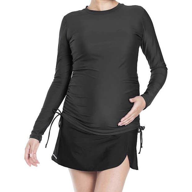 Oceanlilly UV Protection 50 UPF Long Sleeve Maternity Swim Shirt.