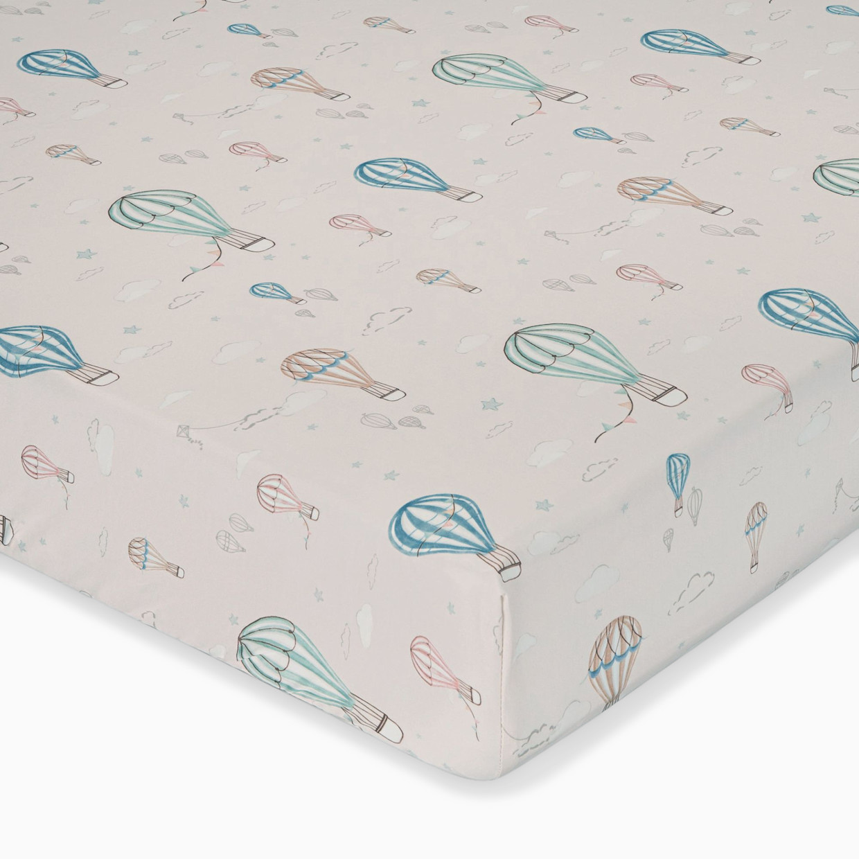 Crane Baby Cotton Sateen Crib Fitted Sheet - Hot Air Balloon.