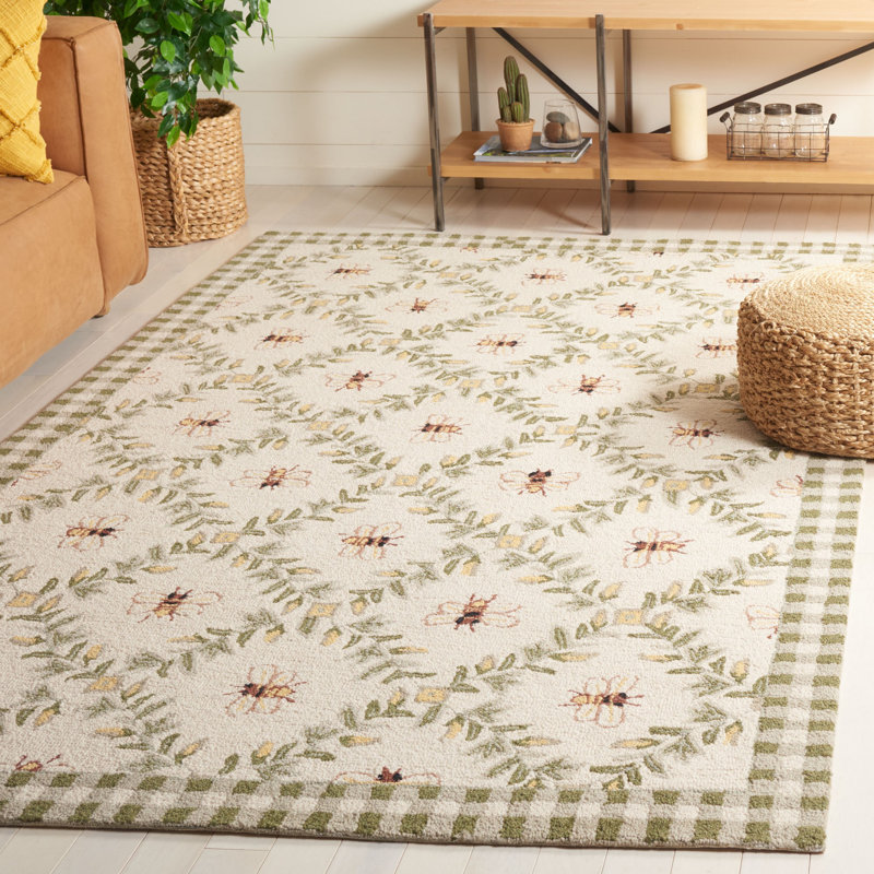 Elara Floral Handmade Wool Area Rug.