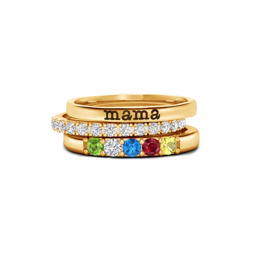 mint & lily Personalized Birthstones Stacking Name Rings.