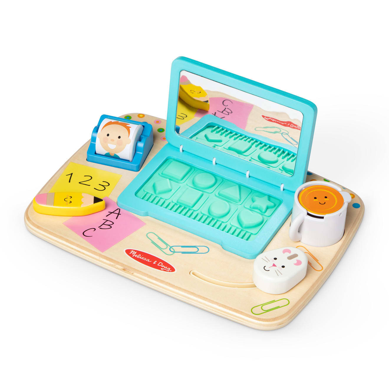 Melissa & Doug Wooden Work & Play Desktop Activity Board.