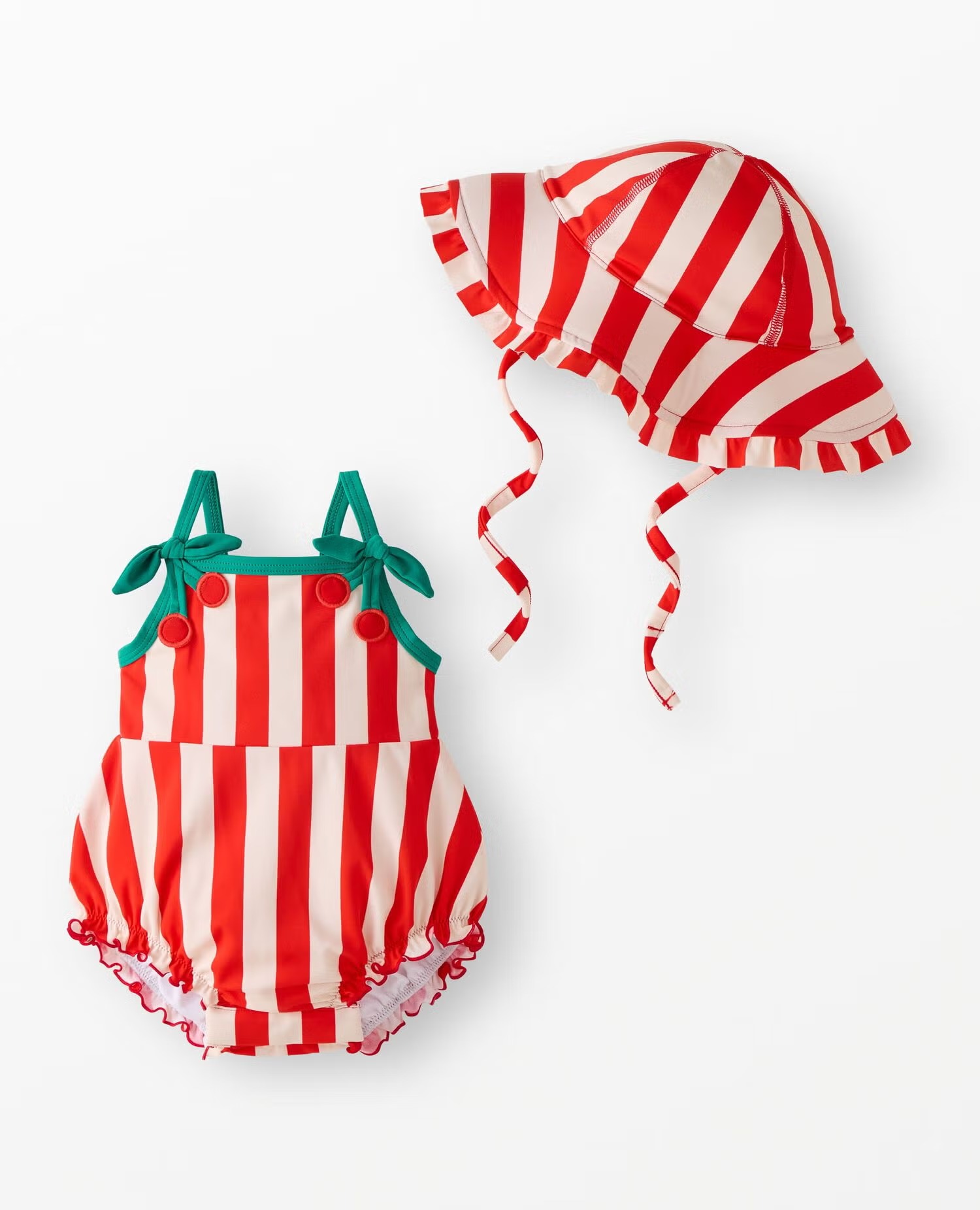 Baby One-Piece Cherry Swimsuit & Swim Hat Set.