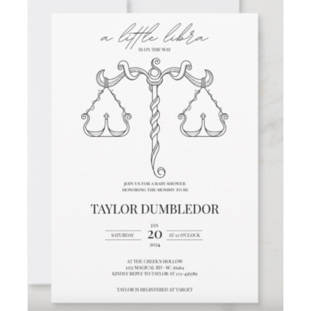 Star Sign Baby Shower Invitation.