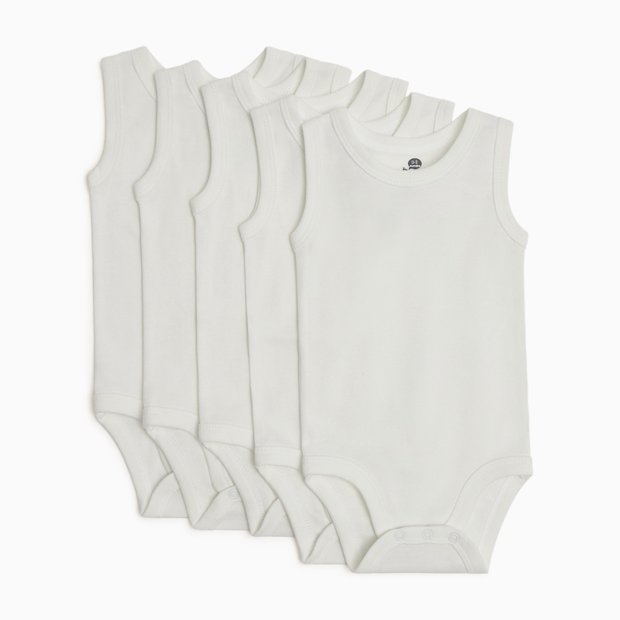 Small Story Organic Cotton Solid Tank Bodysuit (5 Pack) - White, 0-3 M.