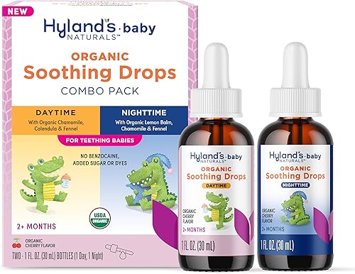 Hyland's Baby Organic Soothing Drops Day Night Combo for Teething Babies.