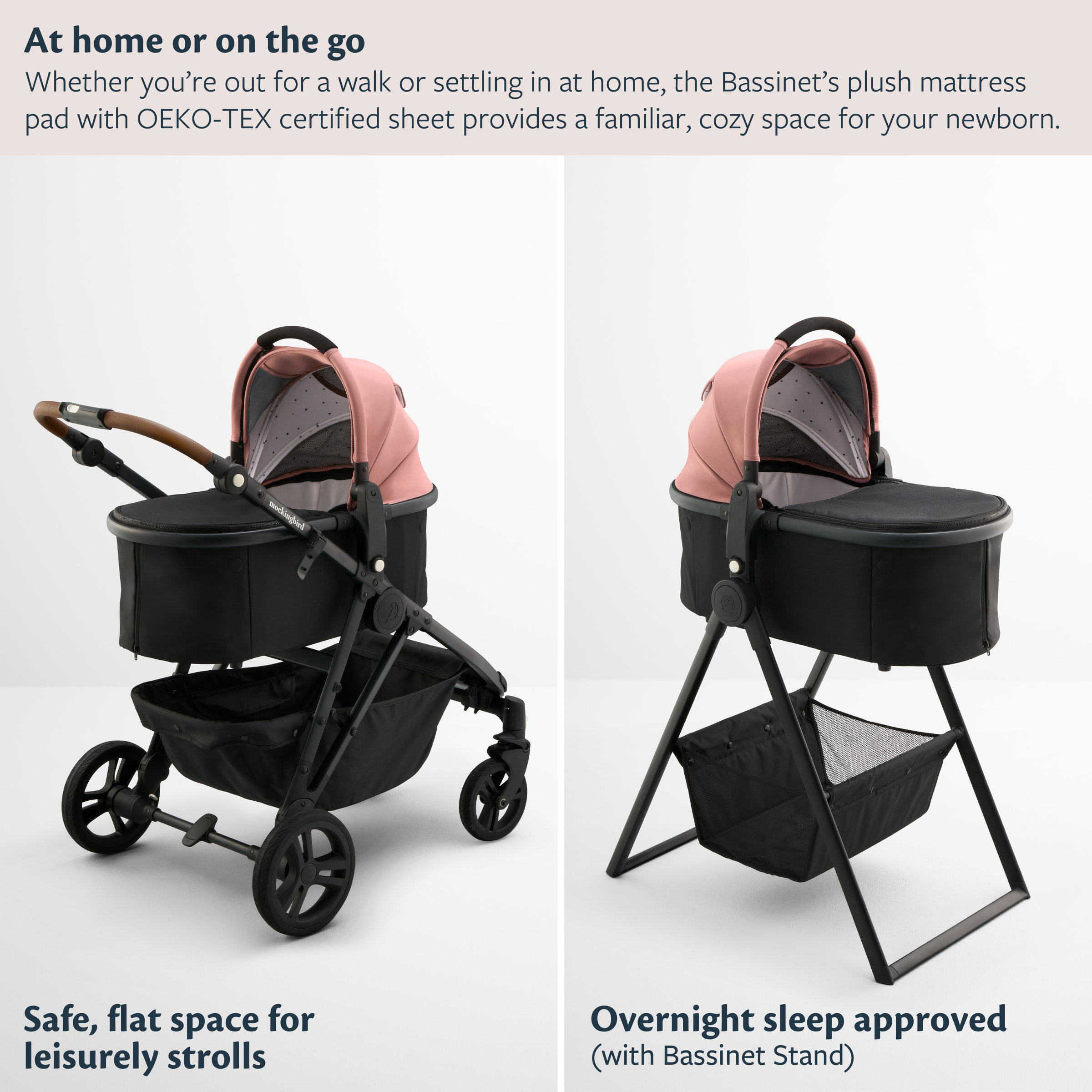 Mockingbird Bassinet 3.0 - Rose.