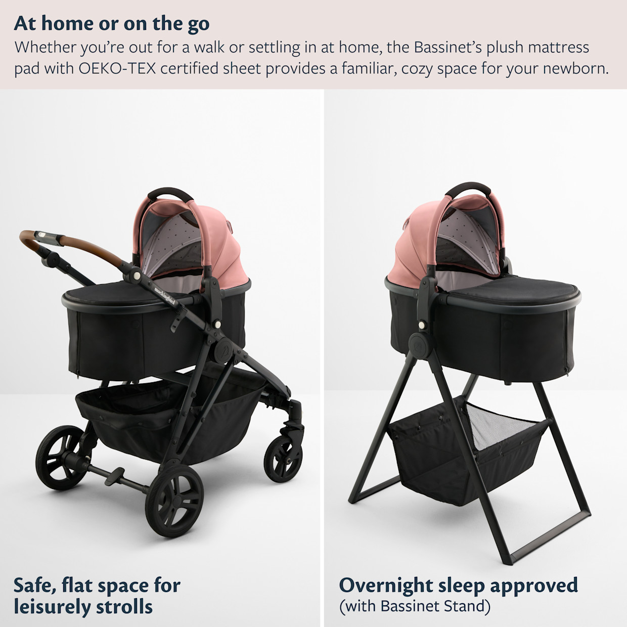 Mockingbird Bassinet 3.0 - Rose.