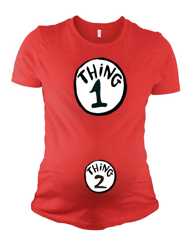 Pandora Tees Maternity Halloween Top - Things 1 and 2.