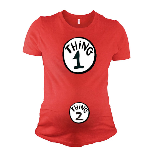 Pandora Tees Maternity Halloween Top - Things 1 and 2.