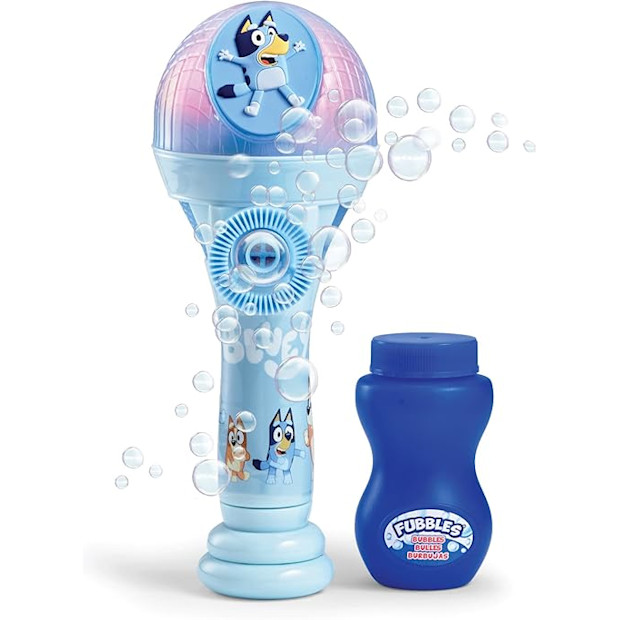 Little Kids BLUEY Dance Mode Bubble Machine and Toy Microphone.
