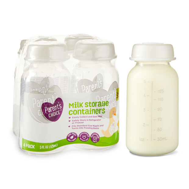 Parent's Choice Milk Storage Containers, 5 Fl Oz, 4 Pack.