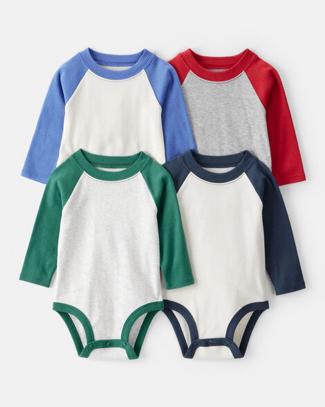 Carter's 4-Pack Long-Sleeve Multipack Raglan Bodysuits.
