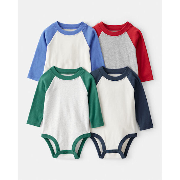Carter's 4-Pack Long-Sleeve Multipack Raglan Bodysuits.