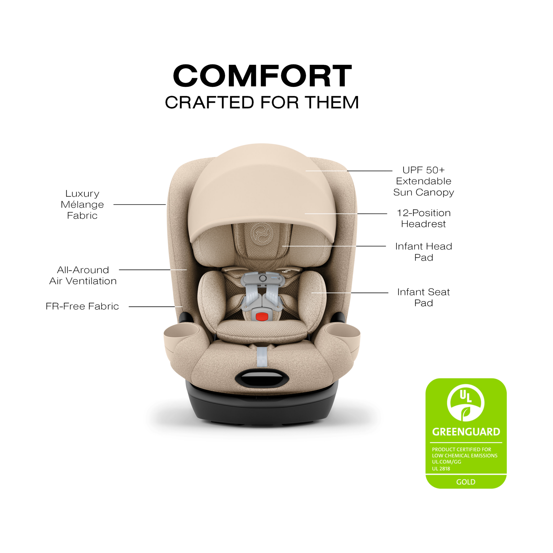 Cybex Callisto T 360 Rotating All-in-One Convertible Car Seat - Cozy Beige.