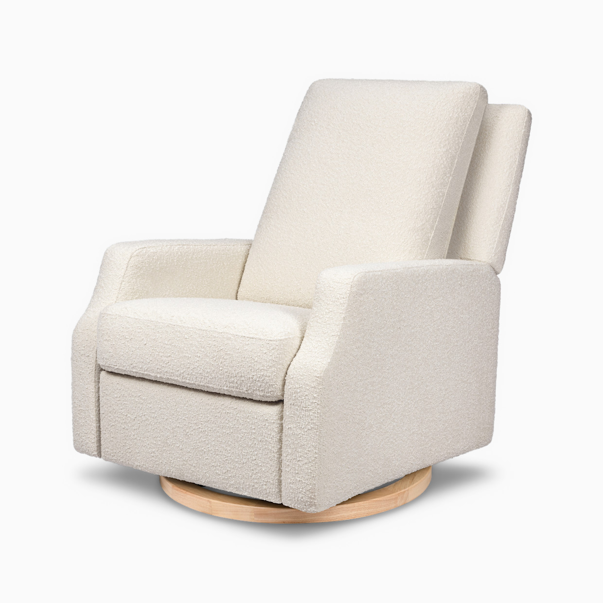 Namesake Crewe Electronic Recliner and Swivel Glider - Ivory Boucle With Light Wood Base.