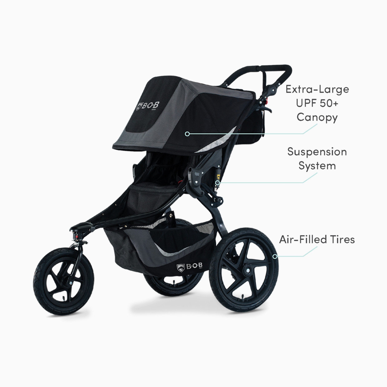 BOB Gear Revolution Flex 3.0 Single Jogging Stroller - Graphite Black.
