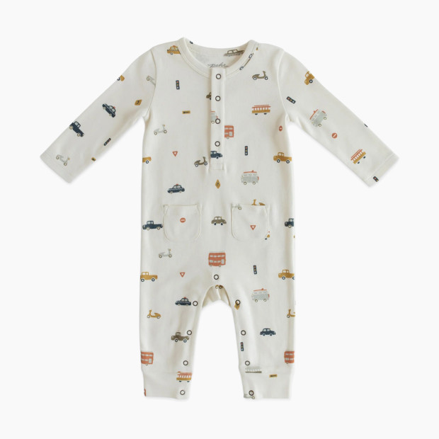 Pehr Henley Patch Pocket Romper - Rush Hour, 18-24 M.