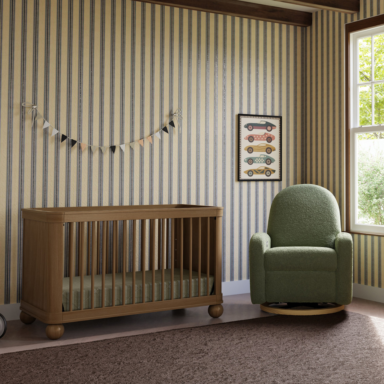 babyletto Crosby 3-in-1 Convertible Crib - Natural Walnut.