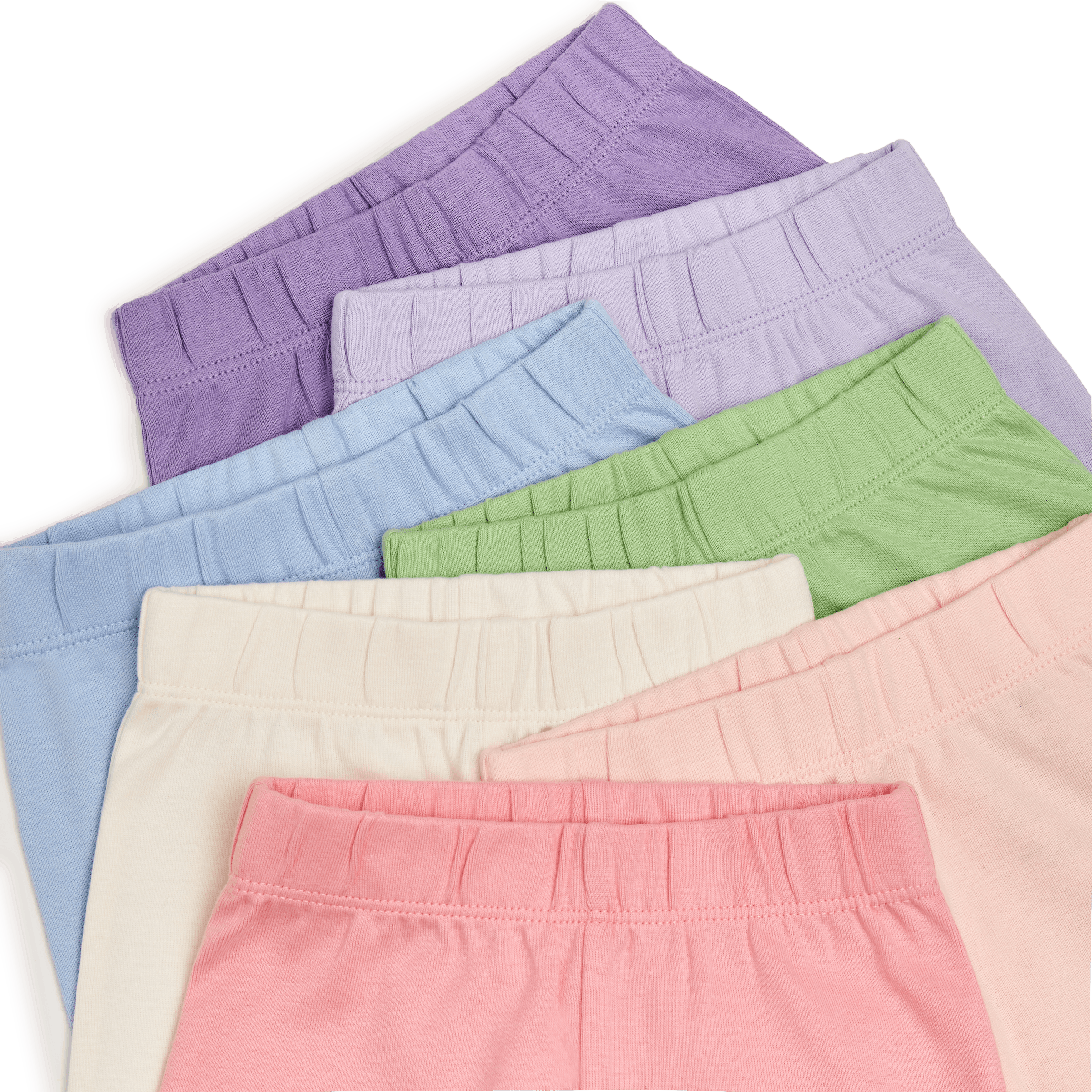 Small Story Organic Cotton Solid Everyday Pant (7 Pack) - Soft Rainbow, 0-3 M.
