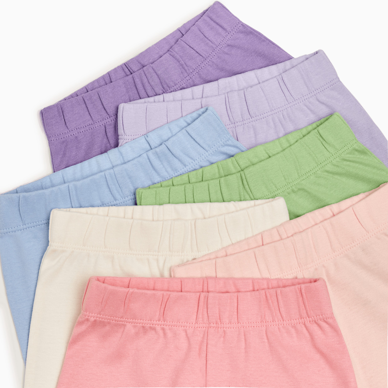 Small Story Organic Cotton Solid Everyday Pant (7 Pack) - Soft Rainbow, 3-6 M.
