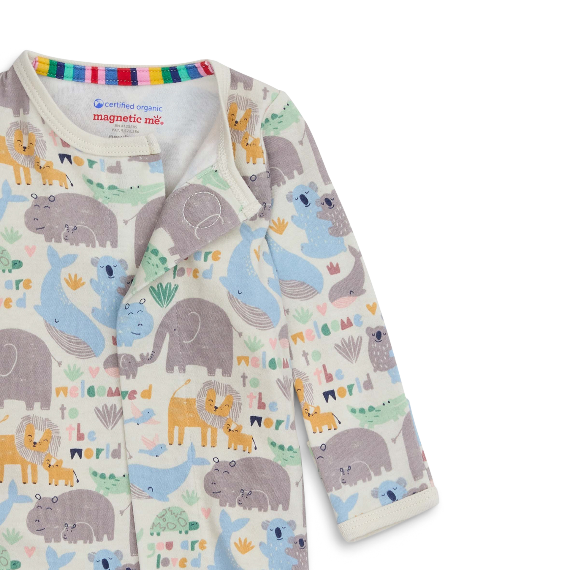 Magnetic Me Organic Cotton Footie - Little Lovin, Newborn.