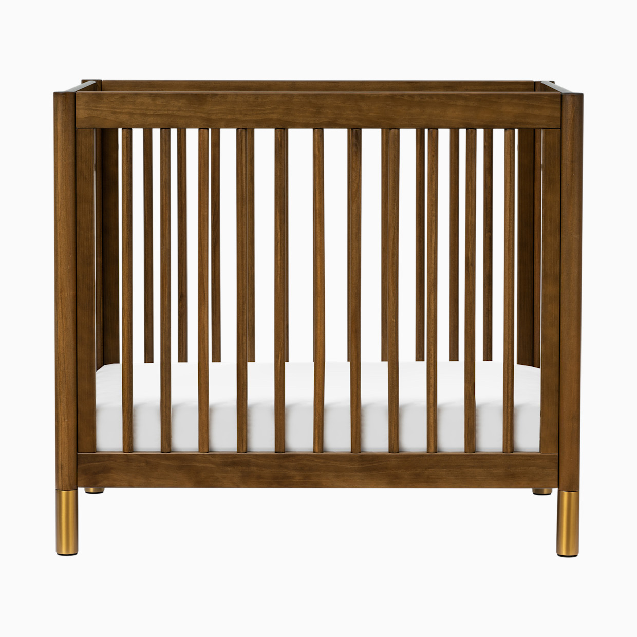 babyletto Gelato 4-in-1 Convertible Mini Crib - Natural Walnut & Gold Feet.