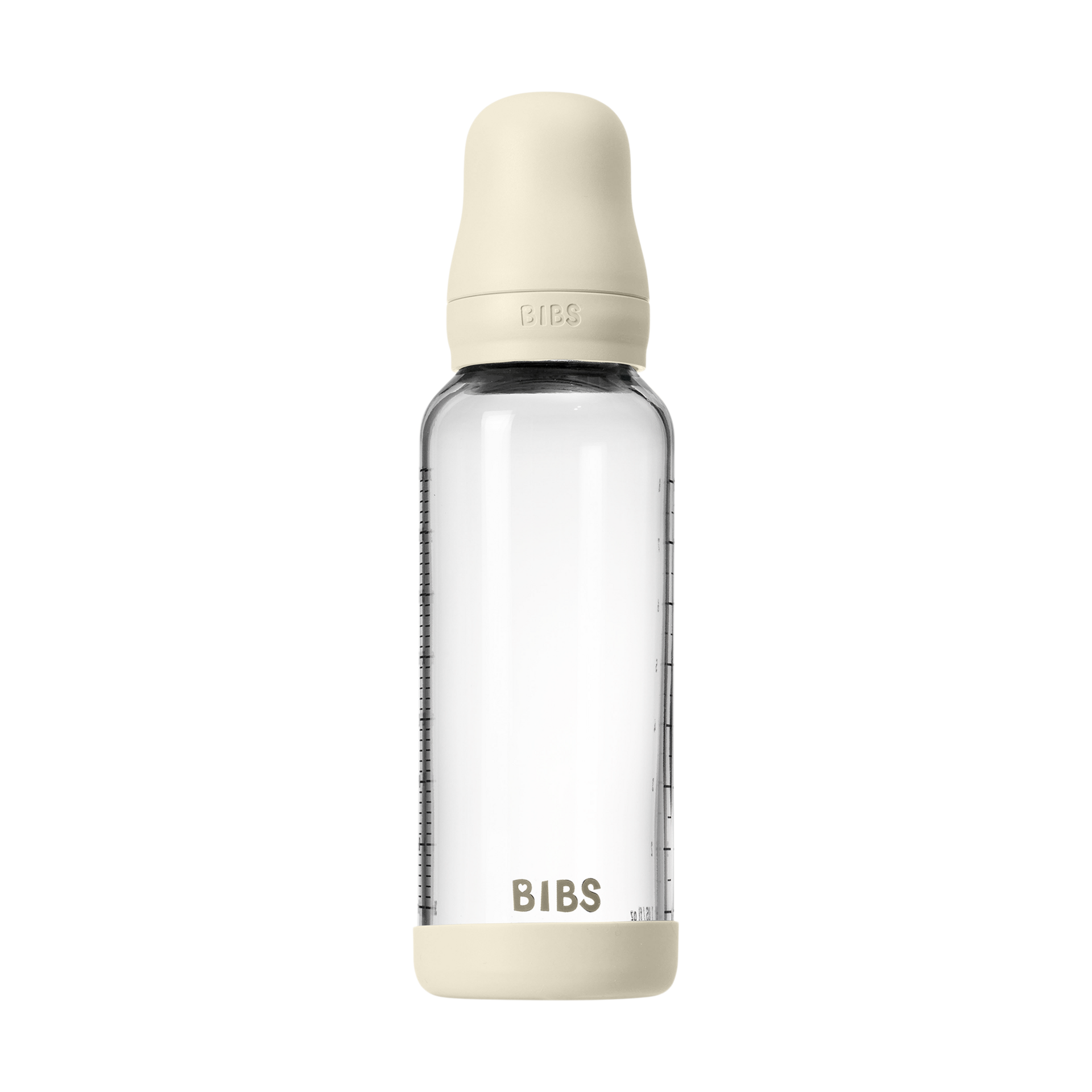 BIBS Baby Glass Bottle with Natural Rubber Nipple - Ivory, 8oz.