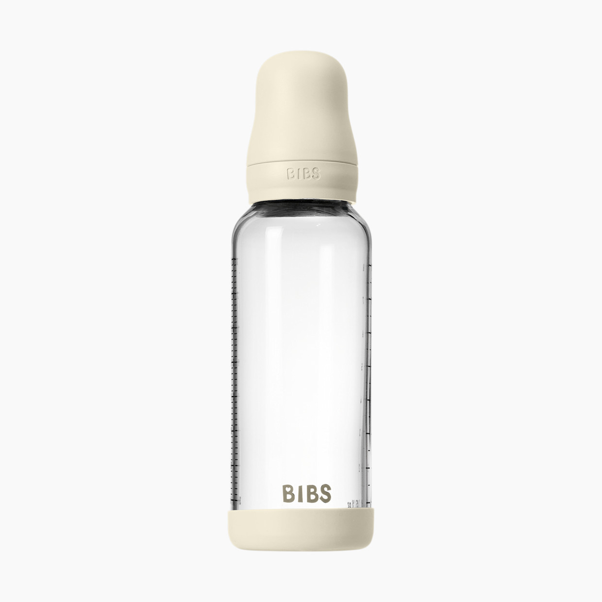 BIBS Baby Glass Bottle with Natural Rubber Nipple - Ivory, 8oz.