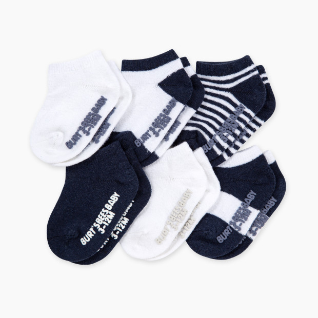 Burt's Bees Baby Ankle Socks (6 Pack) - Midnight, 0-3 Months.