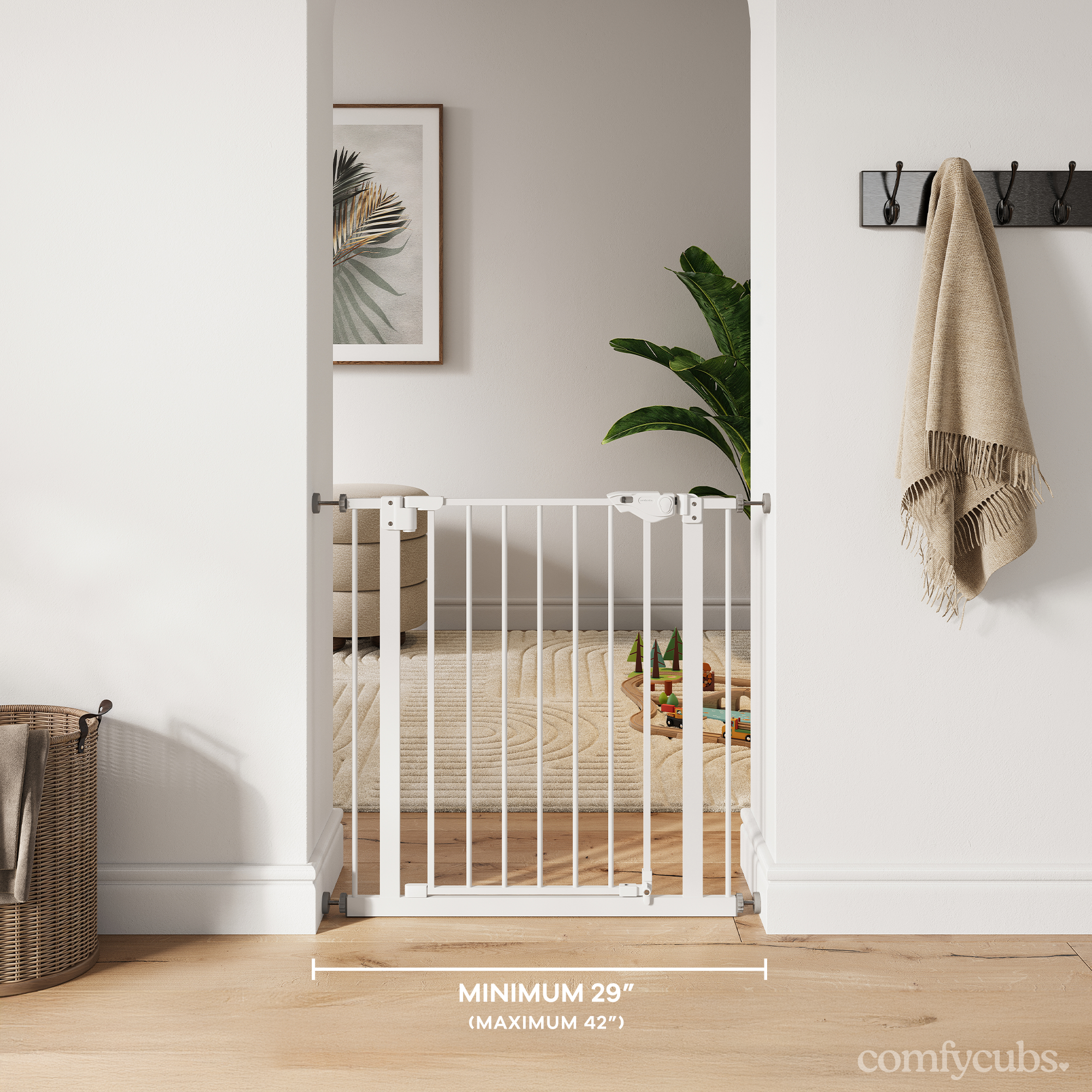 Comfy Cubs Baby Safety Gate with 3 Extensions - White.