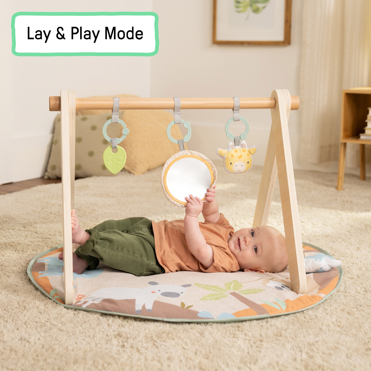 Ingenuity Wonder & Wood Wooden Toy Arch & Play Mat.