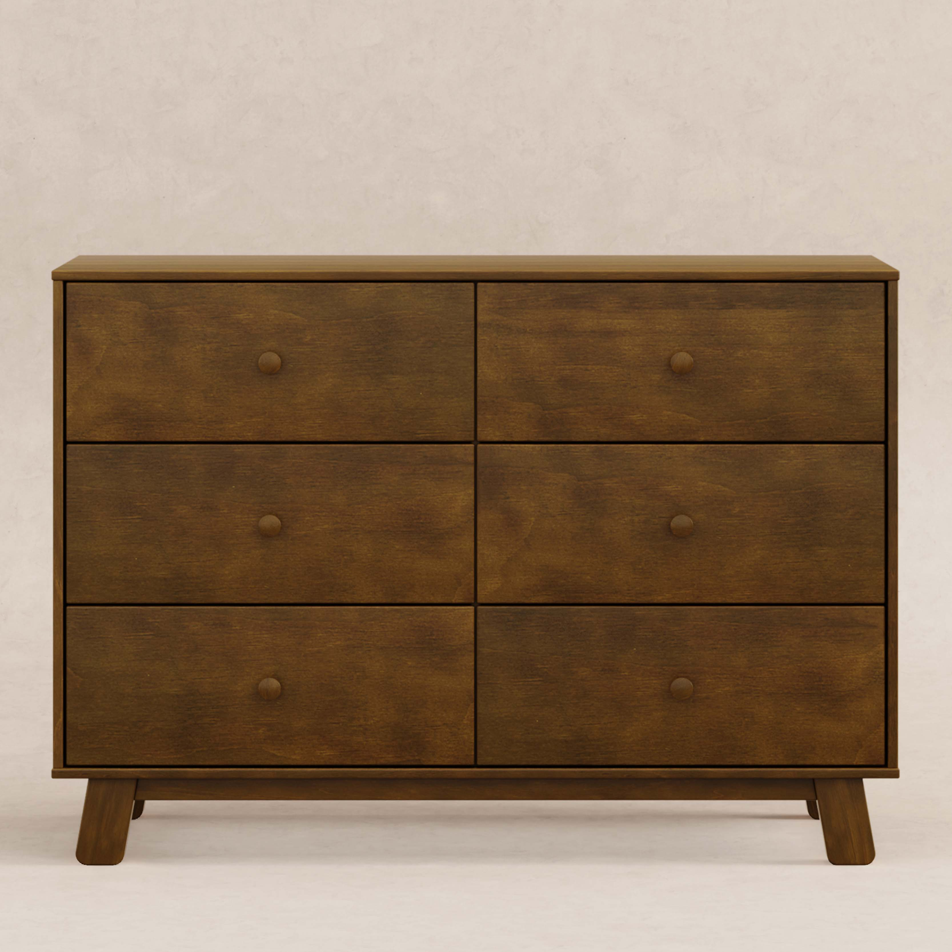 babyletto Hudson Modern 6-Drawer Assembled Double Dresser - Natural Walnut.